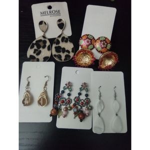 Eclectic Lot of Earrings New With and Without Tags - Qty 5 Pairs